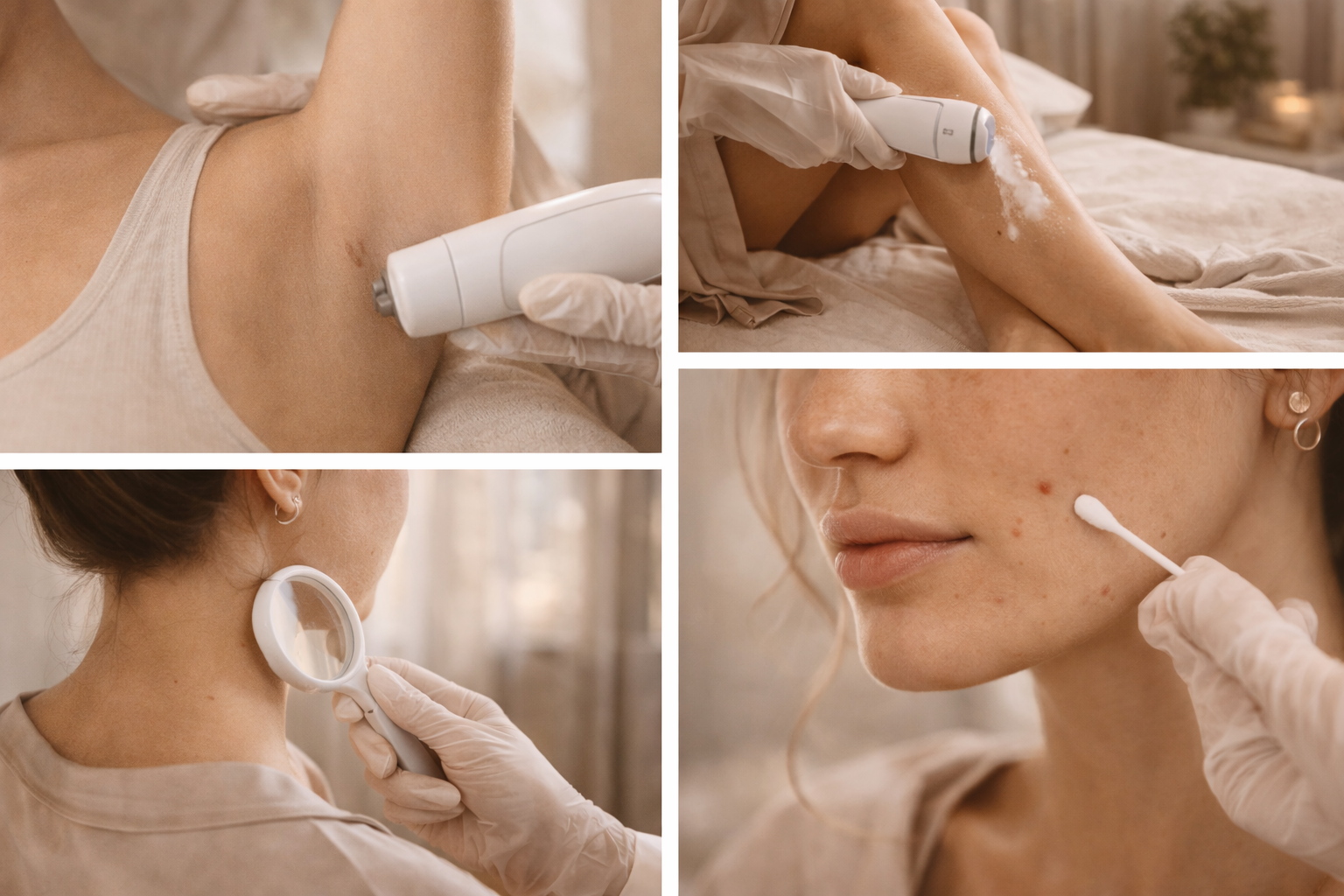 A person examining their skin in the mirror, with a focus on a small skin concern and a thoughtful expression.